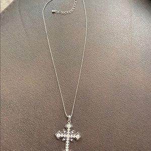 Silver and jewel cross necklace